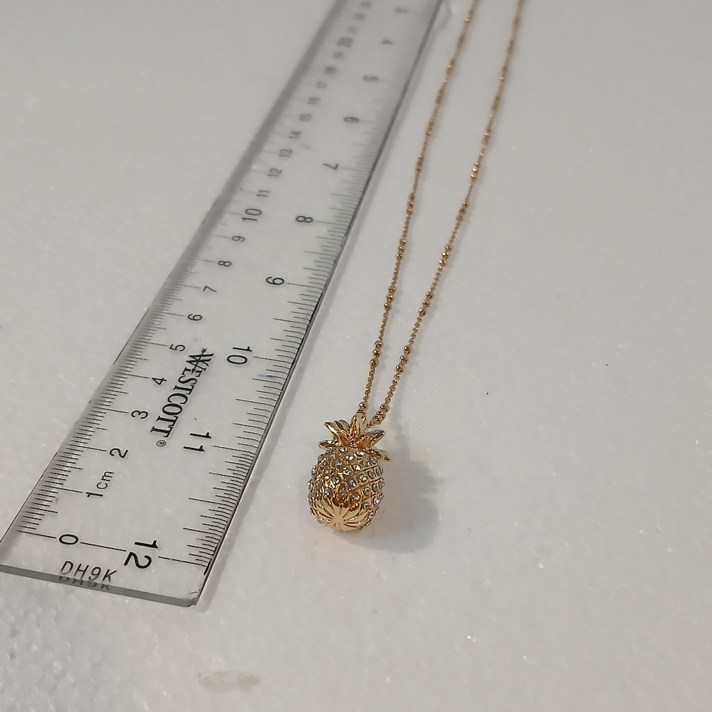 Banana Republic Pineapple Delicate Necklace GoldTone Rhindstones *Preowned